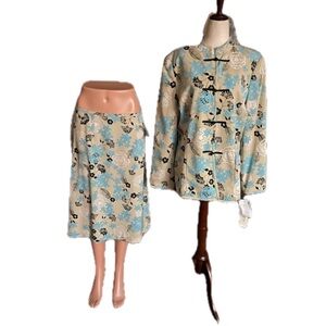 Joan Leslie ~ Women’s Size 12 ~ Chinese / Floral ~ Beige & Blue  ~ Dress ~ Tags